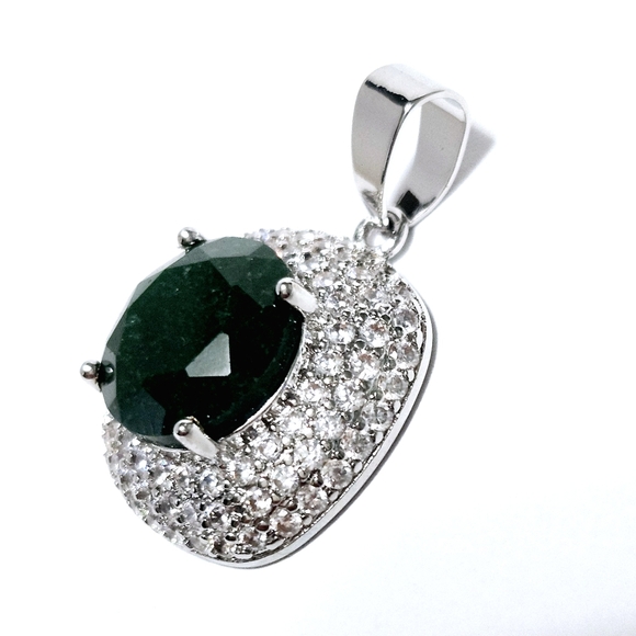 3.80 ctw Emerald Sterling Silver Pendant - Picture 6 of 6